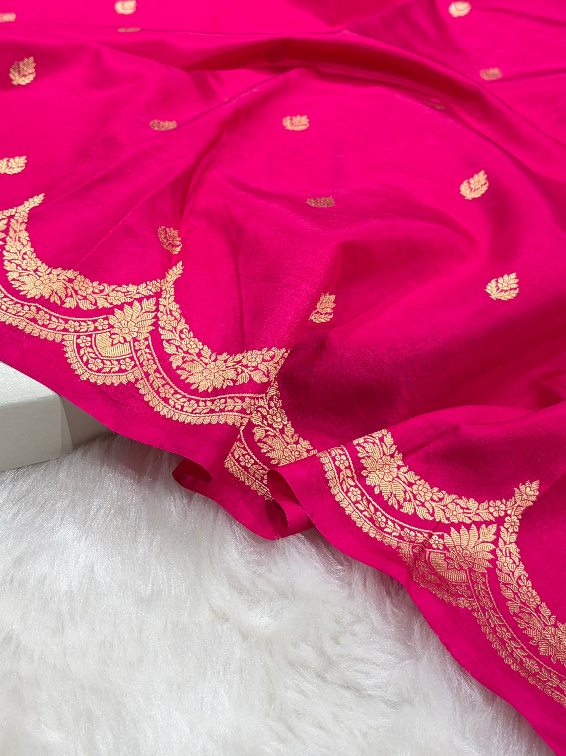 Rani Pink Shades Boota Handwoven Pure Katan Paper Silk RM-19