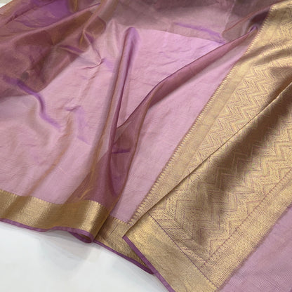 Lavender Shades Semi Pure Tissue Silk Saree T01