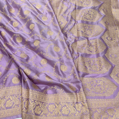 Lilac Mashru Satin Silk Jaal