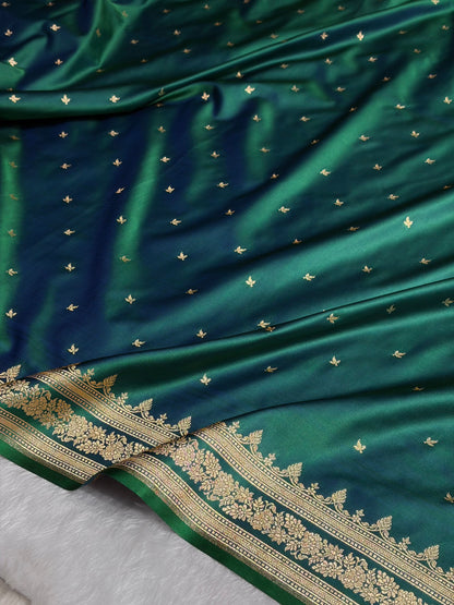 Cross Green Banarasi Booti Katan Silk Saree SKM17