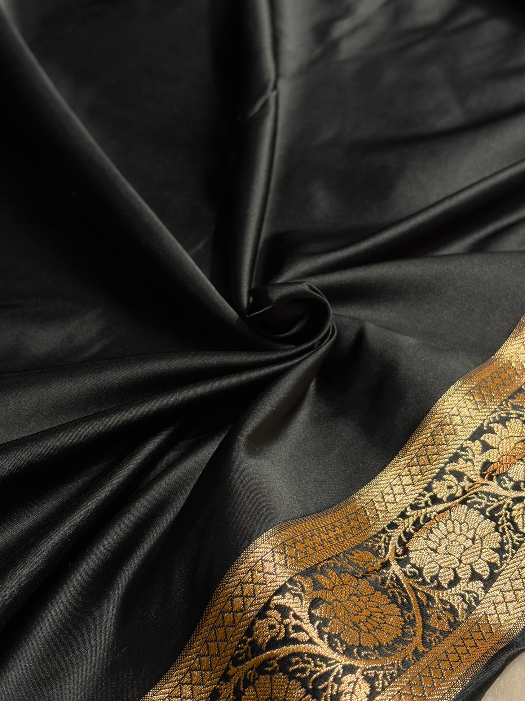 Boota Katan Silk Saree In Black Shades SK02