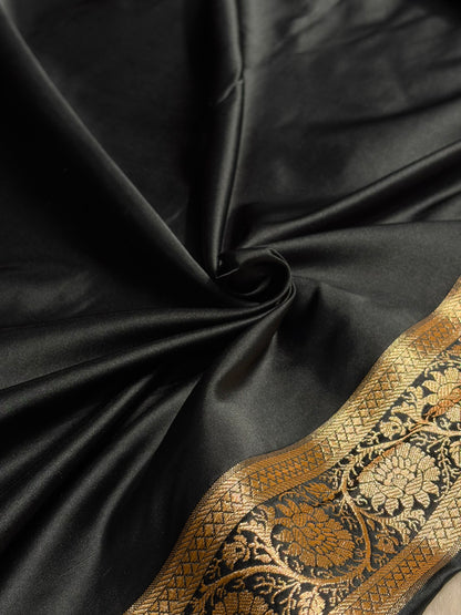 Boota Katan Silk Saree In Black Shades SK02