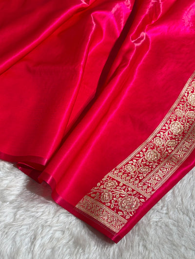 Banarasi Cross Rani Shades Cross Pattern Banarasi Satin Silk Saree SS61