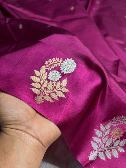 Wine Shade Handwoven Kaduwa Pure Katan Paper Silk RM-05