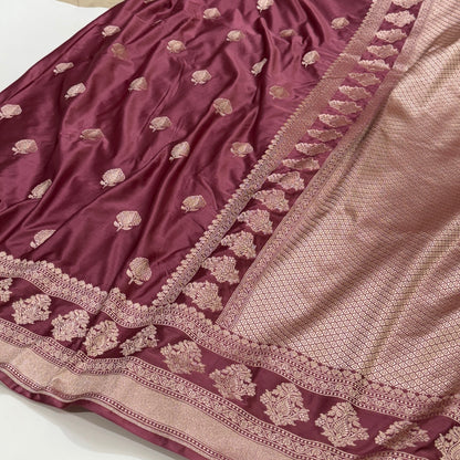 Banarasi Boota Mauve Mashru Silk Saree