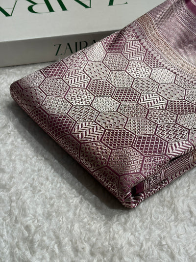 Mauve Shades Minakari Brocade Mashru Silk Saree MCS85