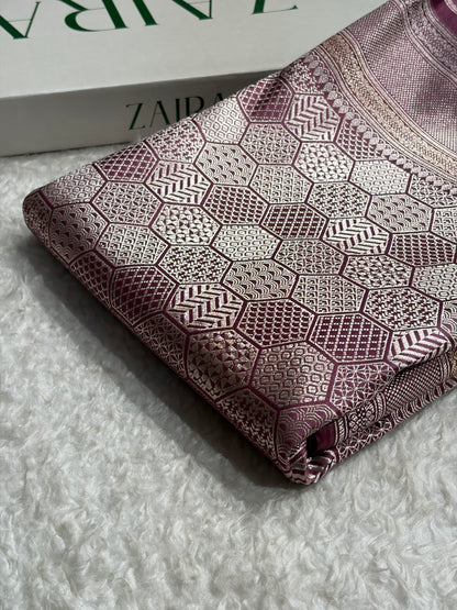Mauve Shades Minakari Brocade Mashru Silk Saree MS85