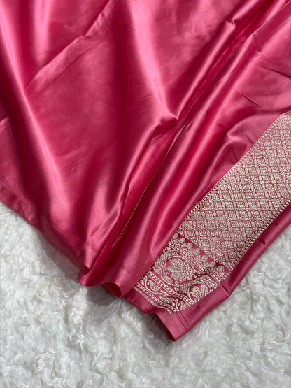 Banarasi Baby Pink Shades Boota Mashru Silk Saree MS51