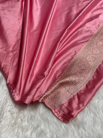 Blush Pink Minakari Banarasi Cross Mashru Silk Saree MCS01