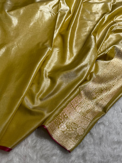 Ultra Light Weight Satin Silk Boota in lemon Green Shades SS05