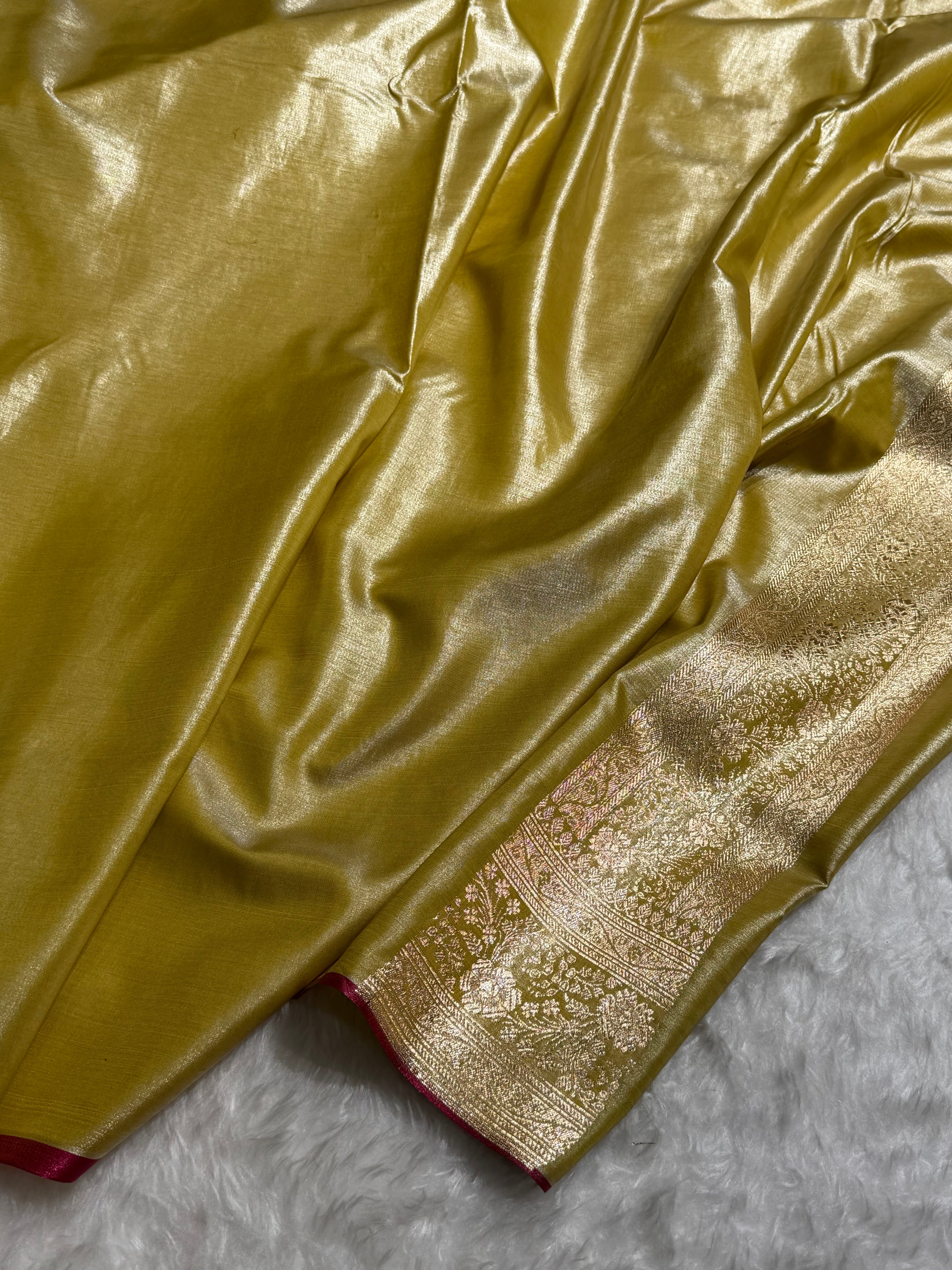Ultra Light Weight Satin Silk Boota in lemon Green Shades SS05