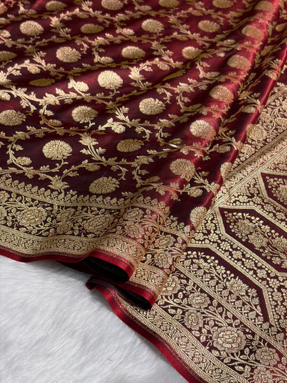 Light Weight Maroon shades Satin Silk Saree SS15