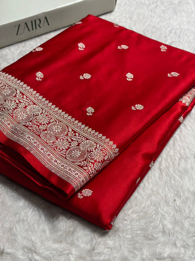 Banarasi Red Shades Booti Mashru Silk Saree MCS73