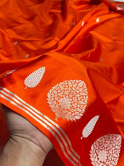 Orange Shades Handwoven Pure Paper Katan Silk RM-64