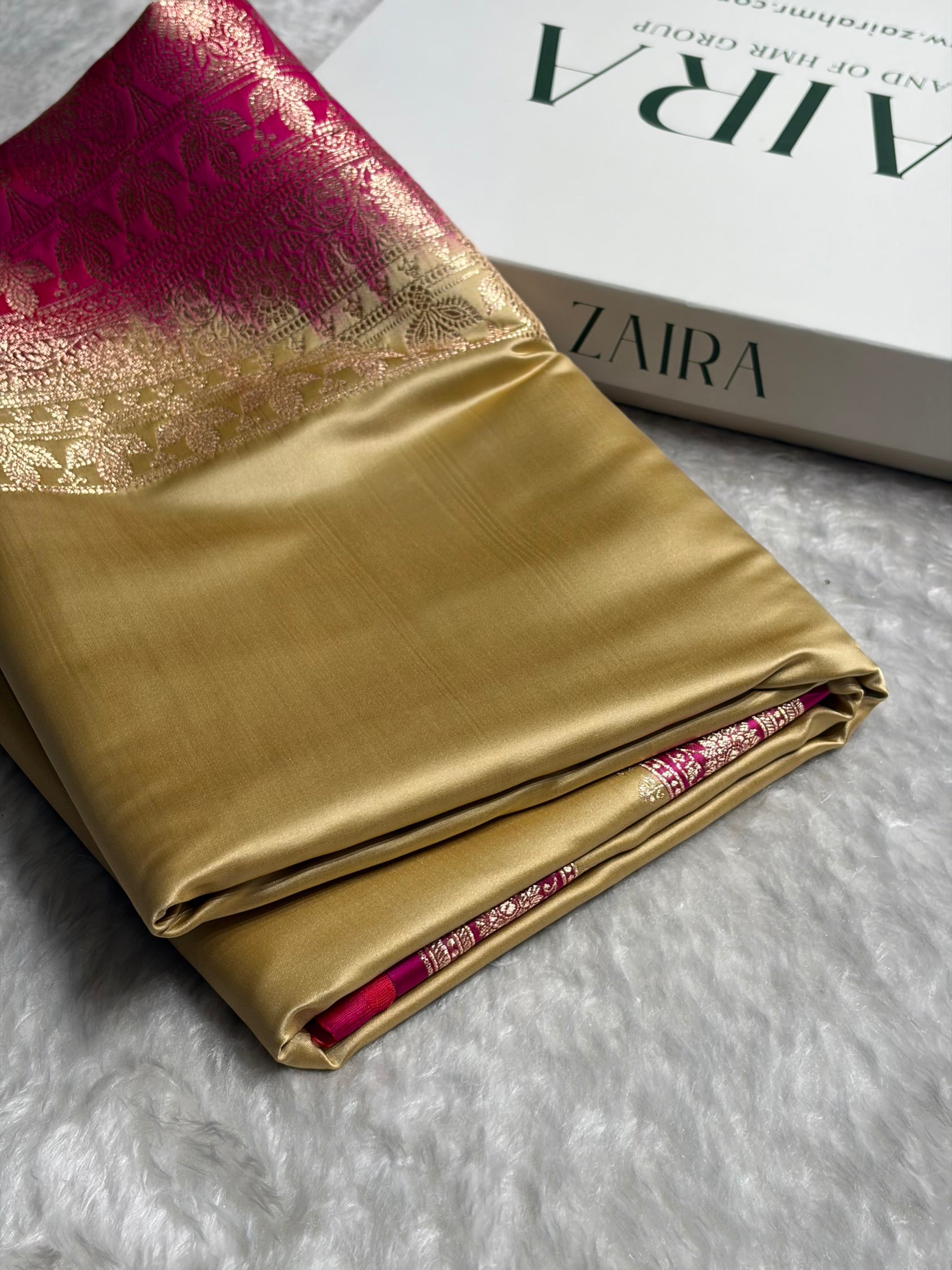 Banarasi Satin Katan Saree in Contrast Tusser / Rani Shades SK131