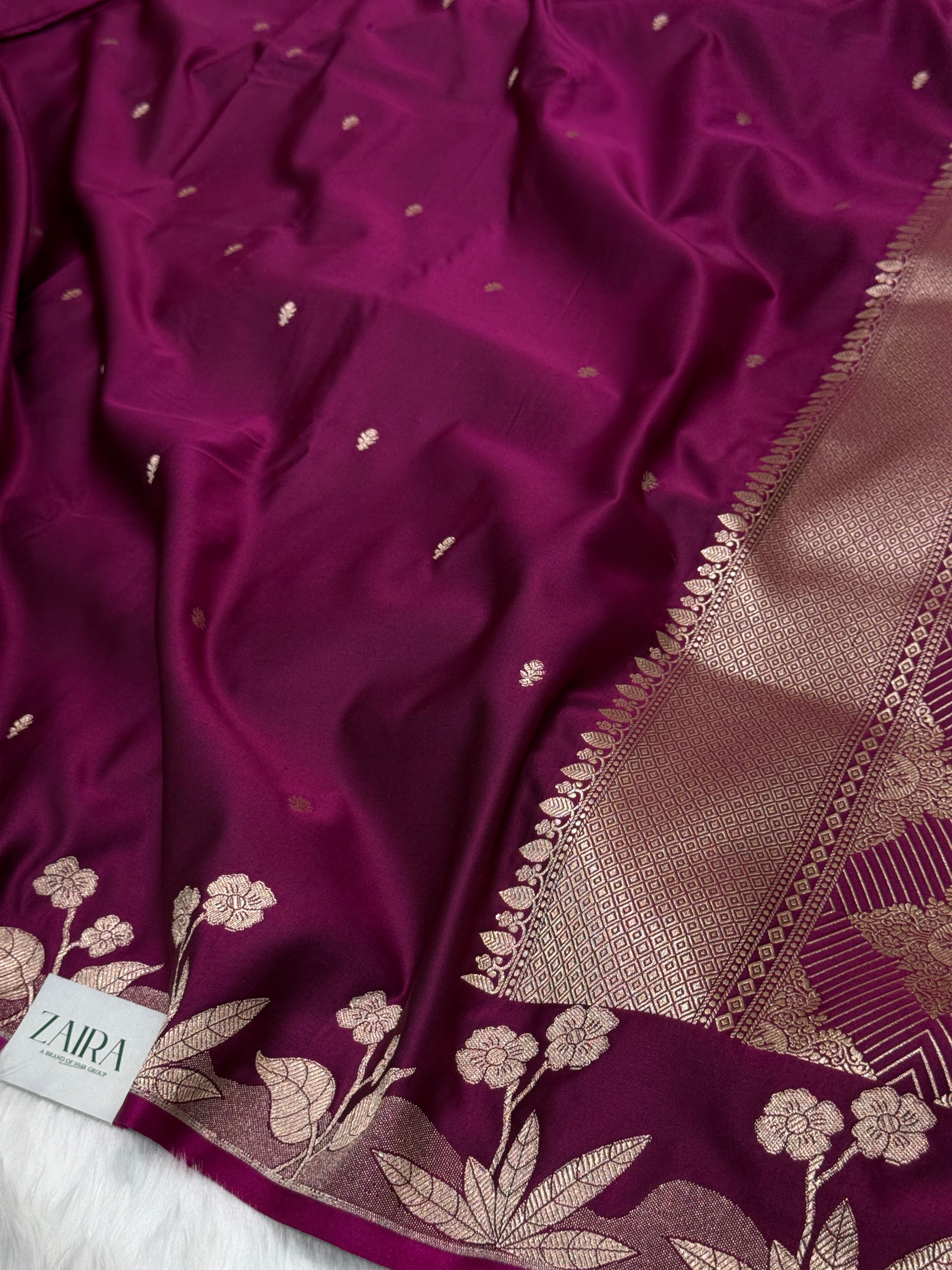 Wine  Floral Booti Mashru Silk Saree  MSM-68
