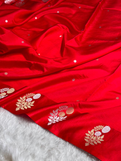 Red Shade Handwoven Kaduwa Pure Katan Raw Silk RM-05