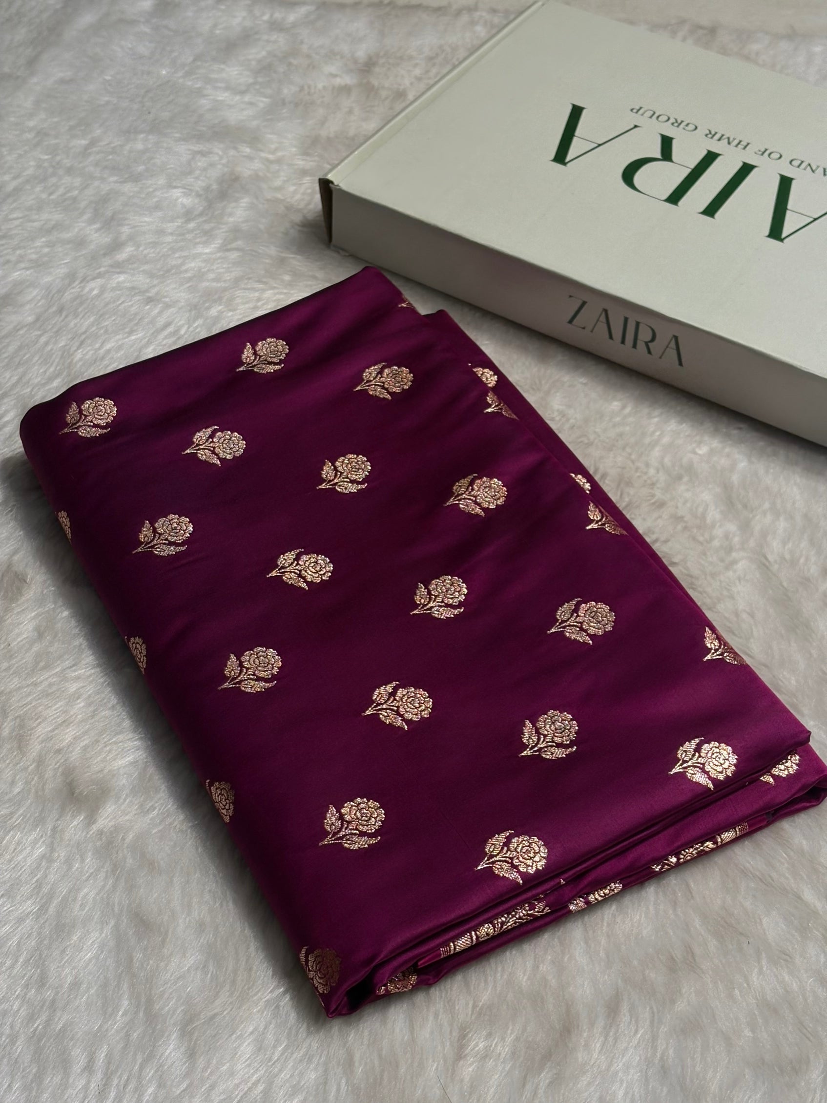 Wine Floral Booti Katan Silk Saree SK23