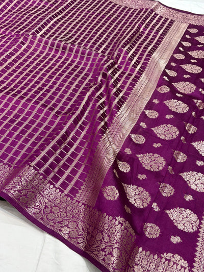 Wine Flower Booti Pure Caramel Silk Saree