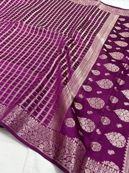 Wine Flower Booti Pure Caramel Silk Saree