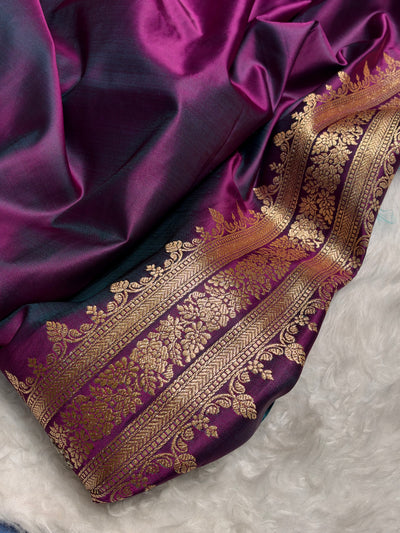 Wine Banarasi Swarovski Work Booti Katan Silk Saree BSKM17