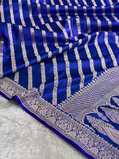 Royal Blue With Floral Border Mashru Silk Saree MSM-98