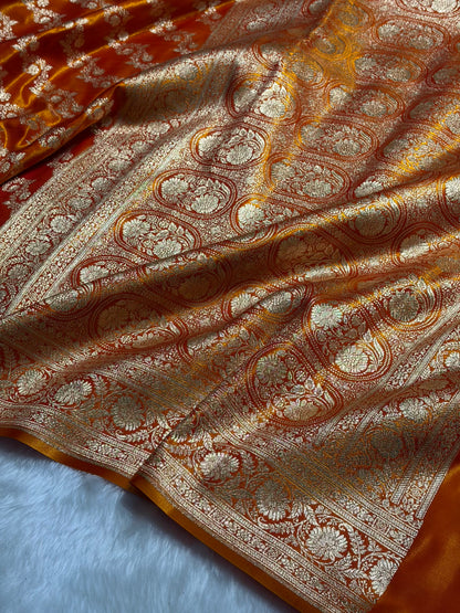 Fire Gold Shades Banarasi Satin Silk Saree SS32