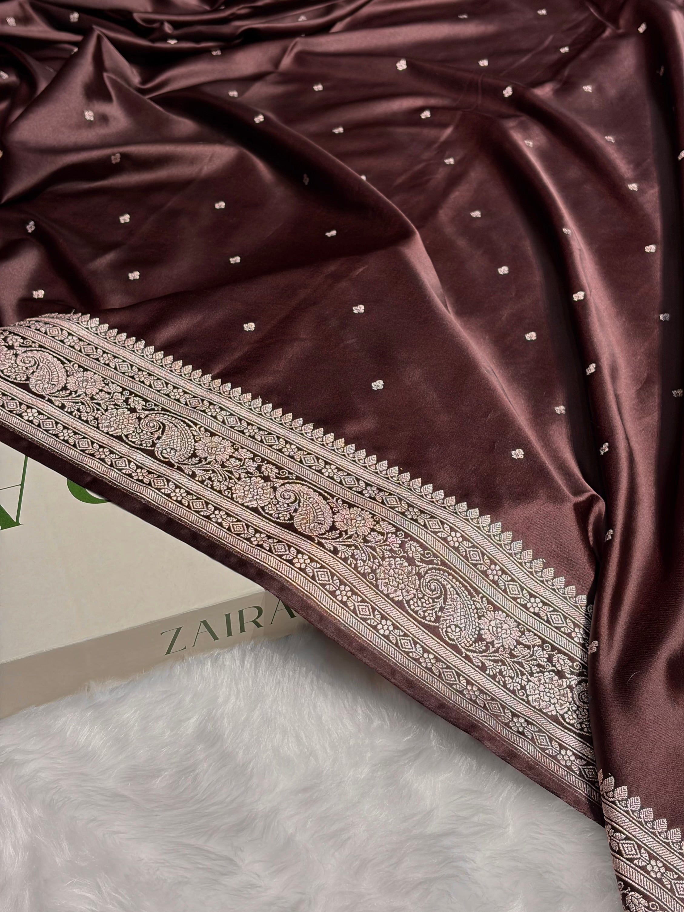 Dark Garnet Shades Booti Mashru Silk Saree MS64