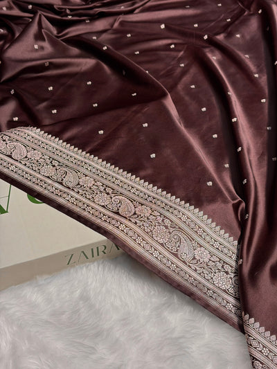 Dark Garnet Shades Booti Mashru Silk Saree MCS64