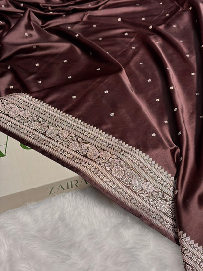 Dark Garnet Shades Booti Mashru Silk Saree MS64