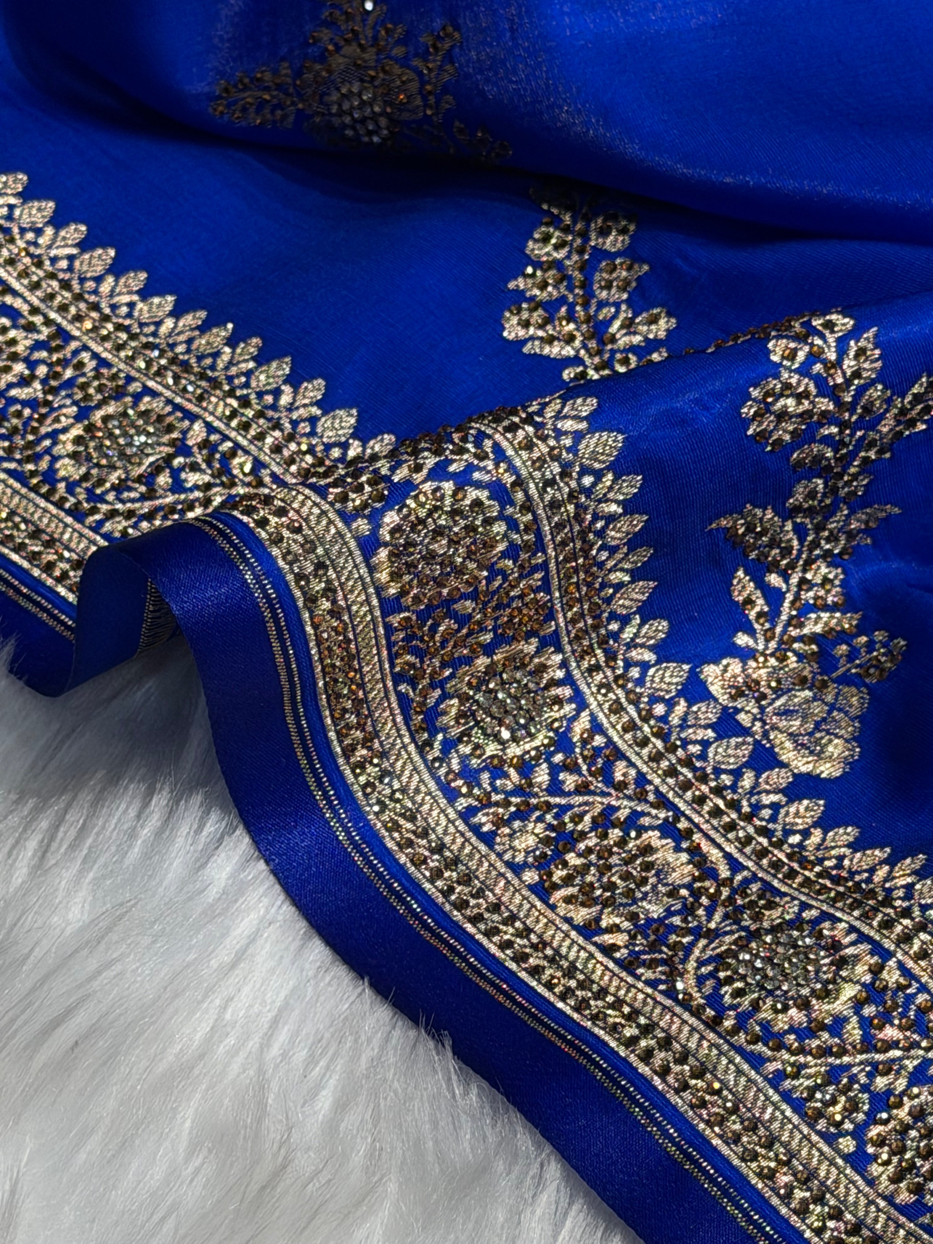 Bridal Royal Blue Cross with Swarovski Stone Work BSS35