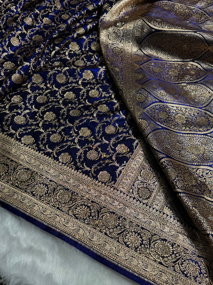 Banarasi Bridal Royal Blue Jaal with Swarovski Stone BSS13 (E)