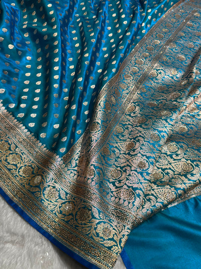 Birdal Satin Silk With Swarovski Work Booti in Firozi Shades BSS01 (w)