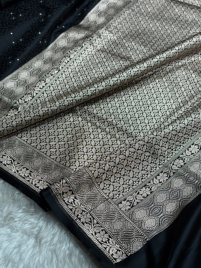 Black Shades Tanchoi Motif Mashru Silk Saree MST-15