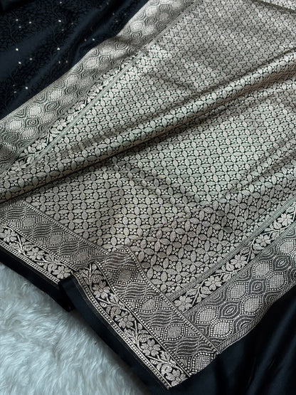 Black Shades Tanchoi Motif Mashru Silk Saree MST-15