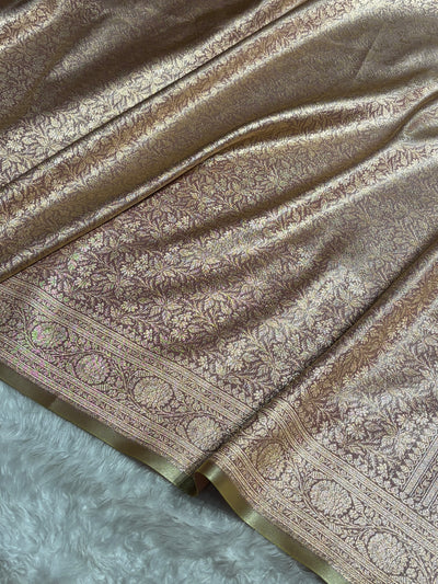 Mauve Gold Shades Brocket Satin Silk Saree Banarasi Saree Shades SS30