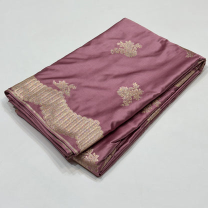 Mauve Pink Floral Motif Mashru Silk Saree