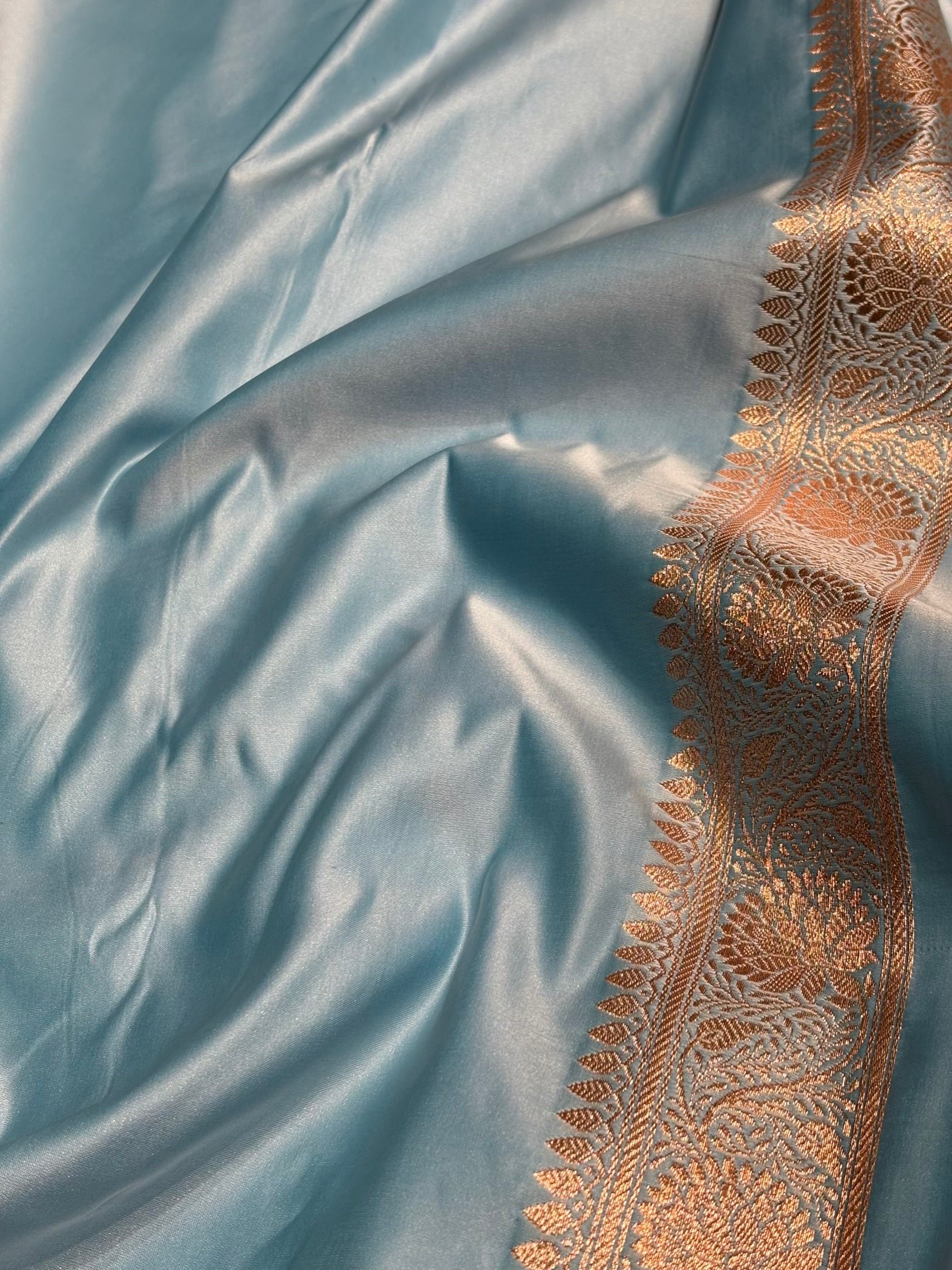 Sky Blue Shades Booti Katan Silk Saree SK07