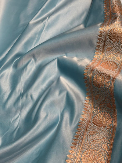 Sky Blue Shades Booti Katan Silk Saree SK07