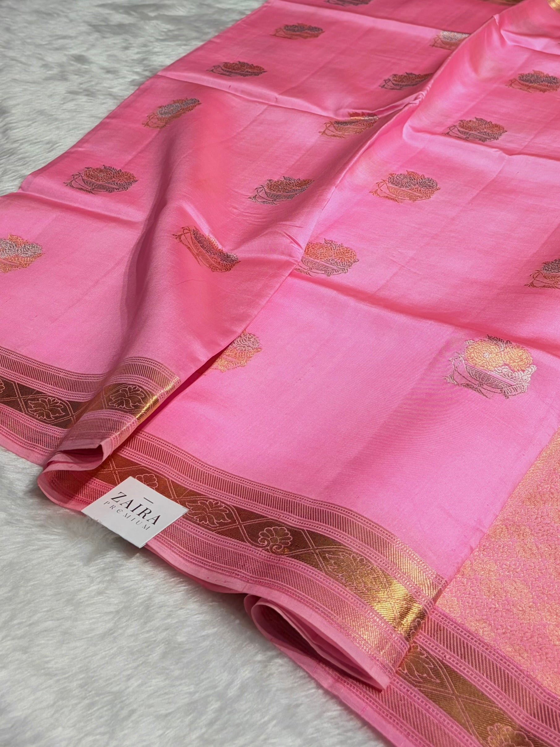 Baby Pink Boota Handwoven Raw Mango Silk RM-29