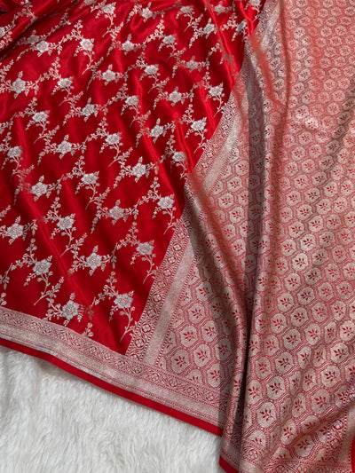 Bridal Red Minakari Jaal Mashru Silk Saree MCS08