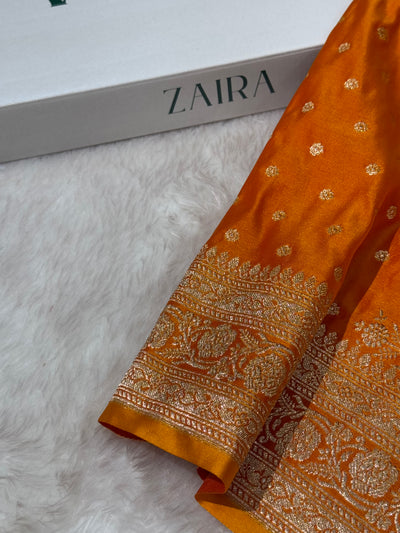 Mustard Katan Silk Saree In Booti motif SK01