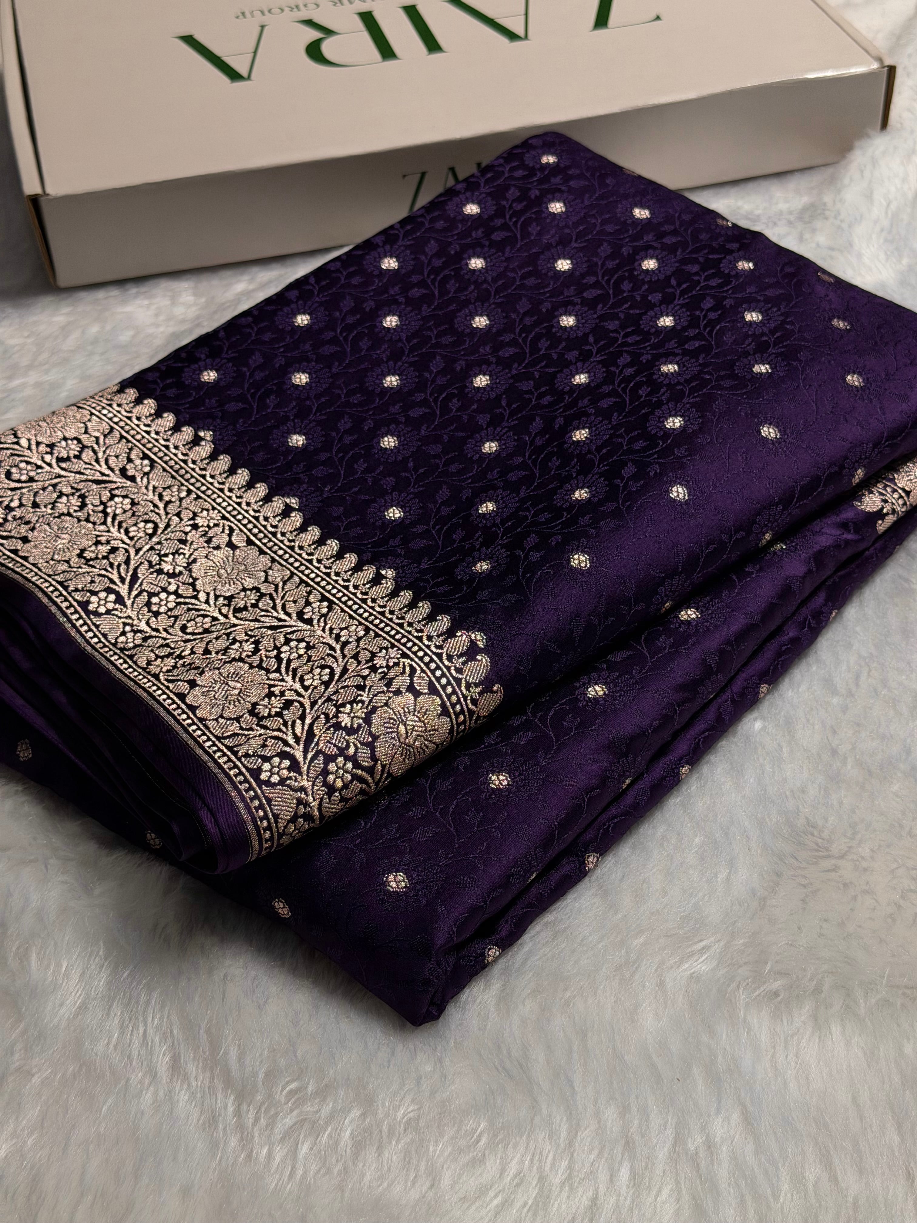 Purple Shades Booti Tanchoi Mashru Silk Saree
