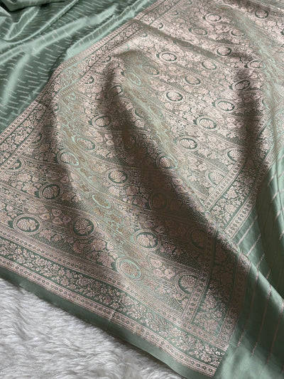 Sea Green Shades Tanchoi Motif Mashru Silk Saree MST-16
