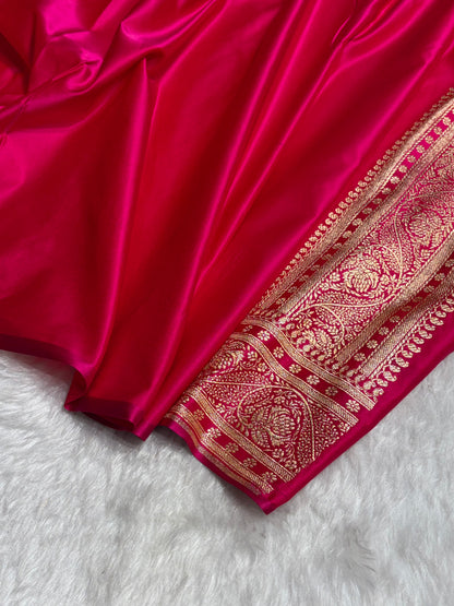 Cross Rani Shades Cross Floral Pattern Satin Katan Silk Saree SK79