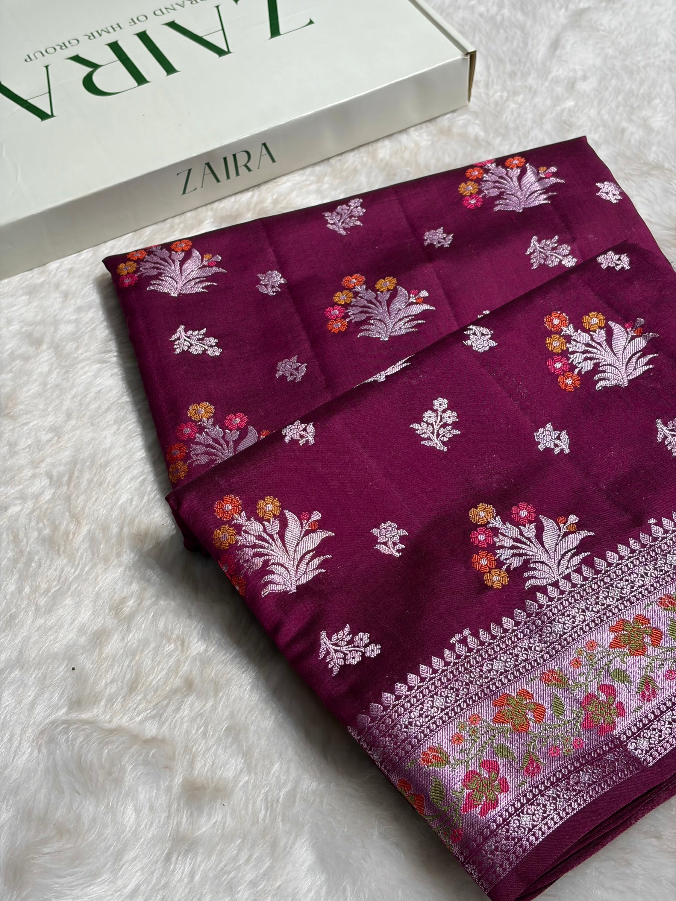 Minakari Wine Shades Pure Chiniya Silk CH-01