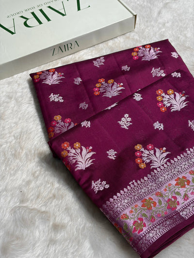 Minakari Wine Shades Pure Chiniya Silk CH-01