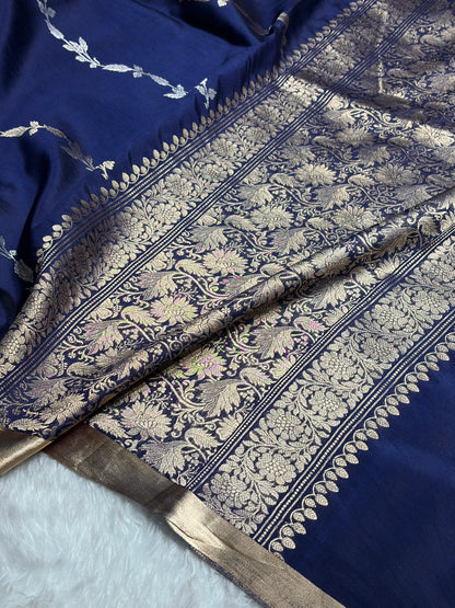 Royal Blue Shades Handwoven Pure Raw Mango Silk RM-39