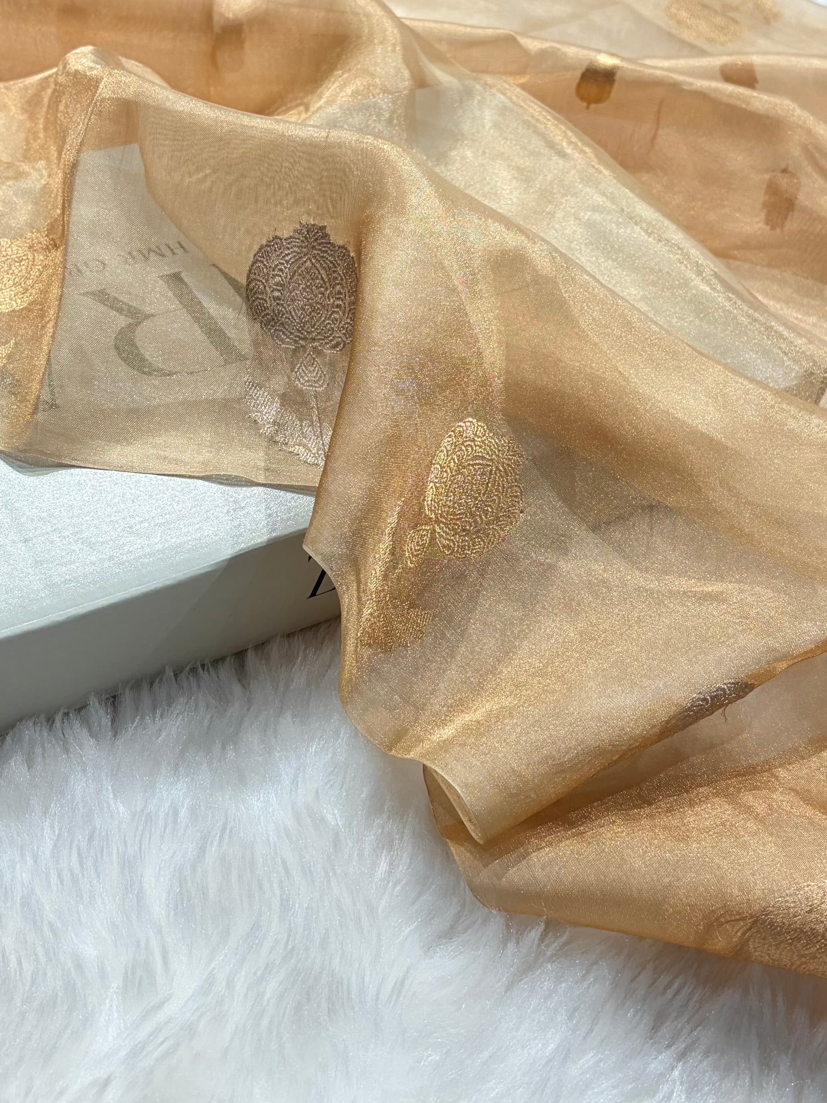 Tusser Bananasi Floral Shades Pure Tissue Silk Saree PT-51