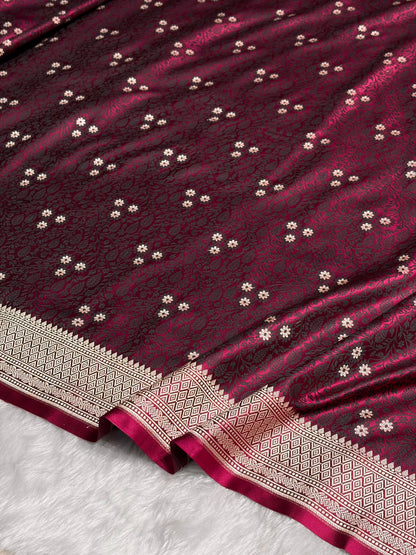 Garnet Shades Tanchoi Motif Mashru Silk Saree MST-12